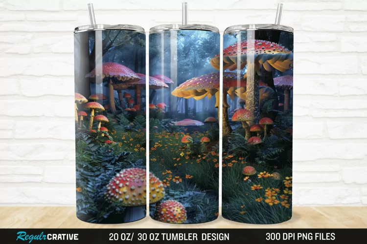 3D Enchanted Mushroom Forest 20/30oz Skinny Tumbler