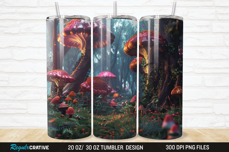 3D Enchanted Mushroom Forest 20/30oz Skinny Tumbler example image 1
