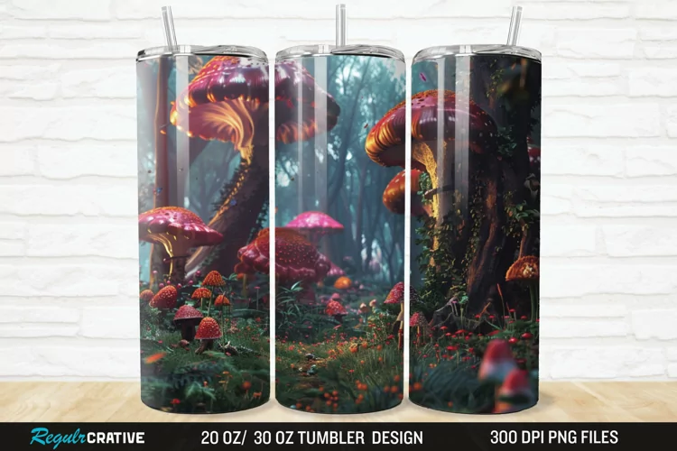 3D Enchanted Mushroom Forest 20/30oz Skinny Tumbler