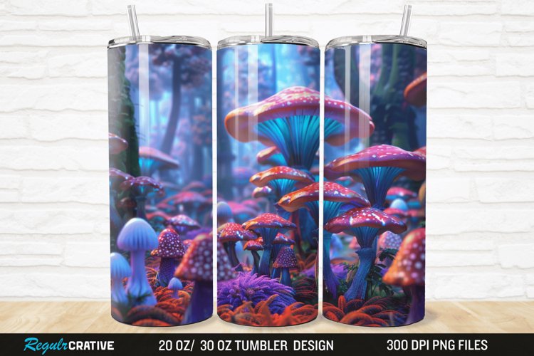 3D Enchanted Mushroom Forest 20/30oz Skinny Tumbler example image 1