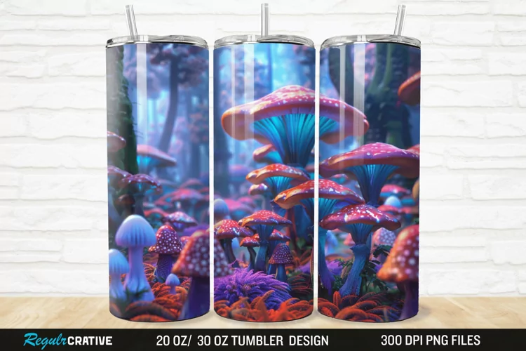 3D Enchanted Mushroom Forest 20/30oz Skinny Tumbler