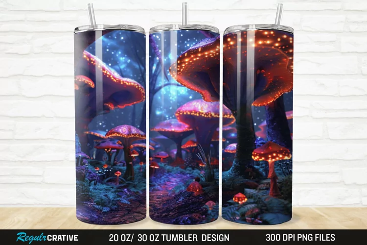 3D Enchanted Mushroom Forest 20/30oz Skinny Tumbler