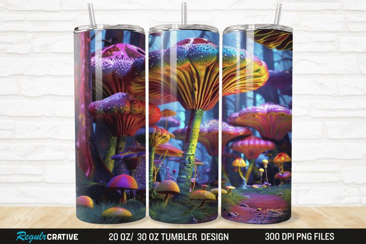 3D Enchanted Mushroom Forest 20/30oz Skinny Tumbler example image 1
