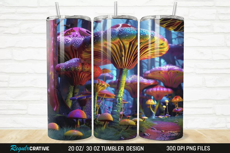 3D Enchanted Mushroom Forest 20/30oz Skinny Tumbler