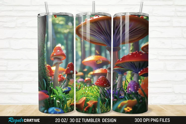 3D Enchanted Mushroom Forest 20/30oz Skinny Tumbler