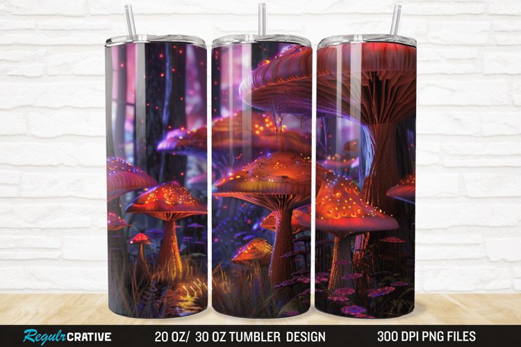 3D Enchanted Mushroom Forest 20/30oz Skinny Tumbler example image 1