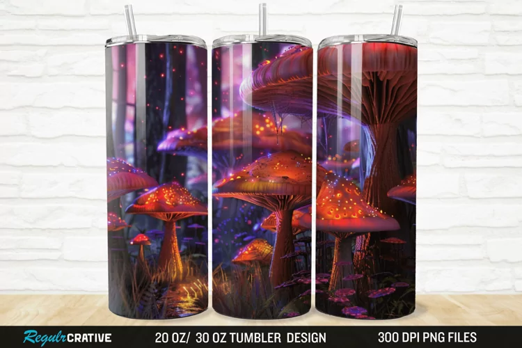 3D Enchanted Mushroom Forest 20/30oz Skinny Tumbler