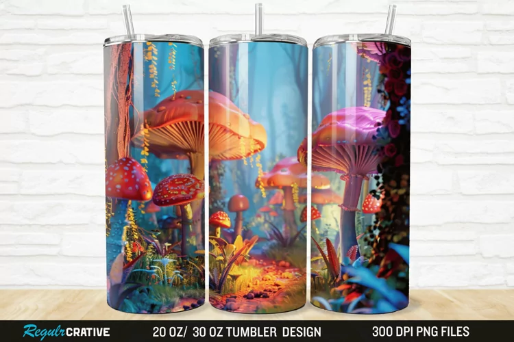 3D Enchanted Mushroom Forest 20/30oz Skinny Tumbler