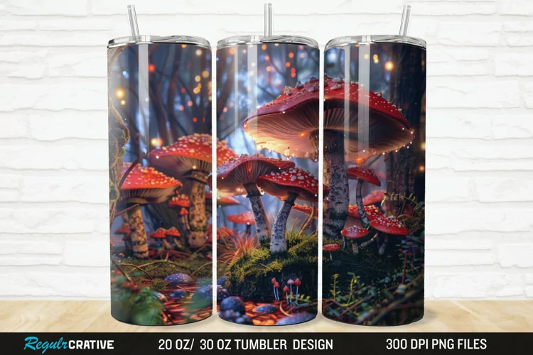 3D Enchanted Mushroom Forest 20/30oz Skinny Tumbler