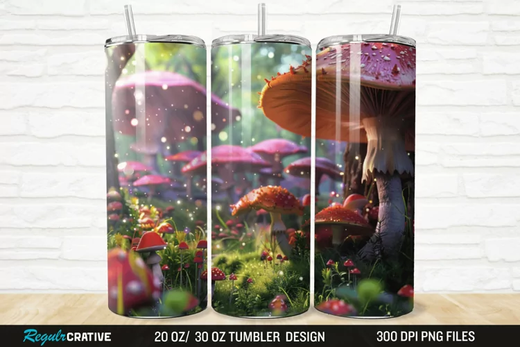 3D Enchanted Mushroom Forest 20/30oz Skinny Tumbler