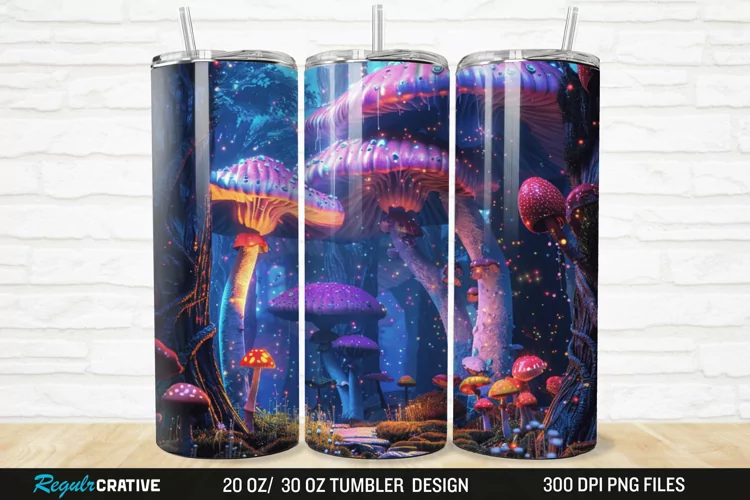 3D Enchanted Mushroom Forest 20/30oz Skinny Tumbler