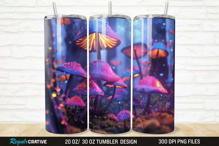 3D Enchanted Mushroom Forest 20/30oz Skinny Tumbler