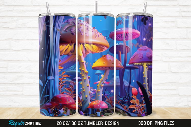 3D Enchanted Mushroom Forest 20/30oz Skinny Tumbler example image 1