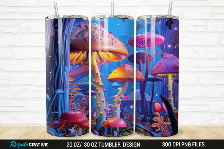 3D Enchanted Mushroom Forest 20/30oz Skinny Tumbler