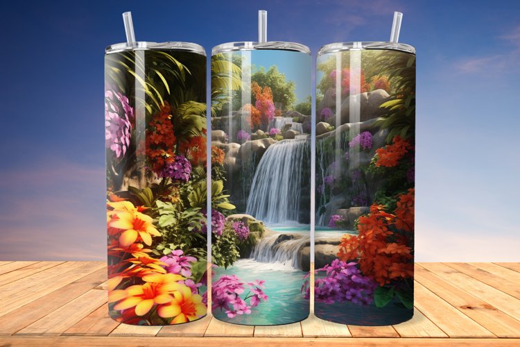 waterfall tumbler,waterfall landscape,tumbler design,skinny tumbler wrap,landscape pattern,sublimation design,autumn landscape,autumn tumbler wrap,landscape tumbler,tapered tumbler wrap