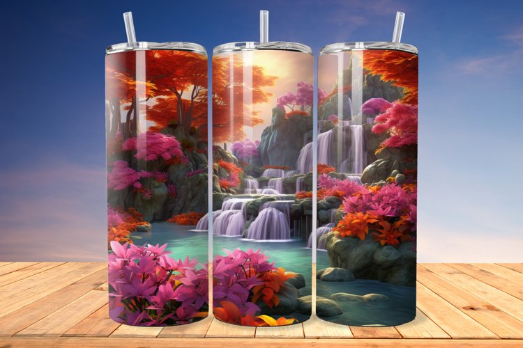 3D Enchanting Waterfall 20oz/30oz Skinny Tumbler example image 1