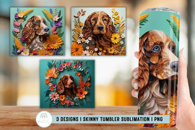 English Cocker Spaniel 3D Tumbler Wrap Sublimation