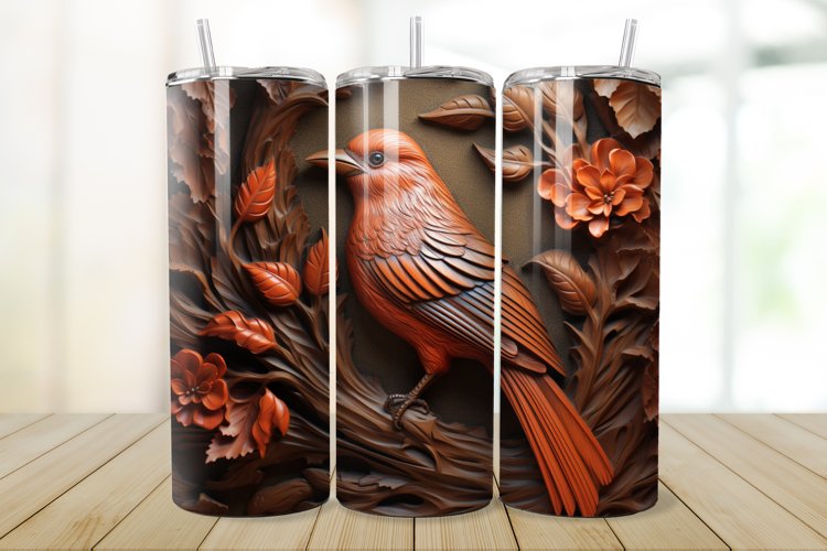 3D Engraved Leather Bird 20oz/30oz Tumbler PNG