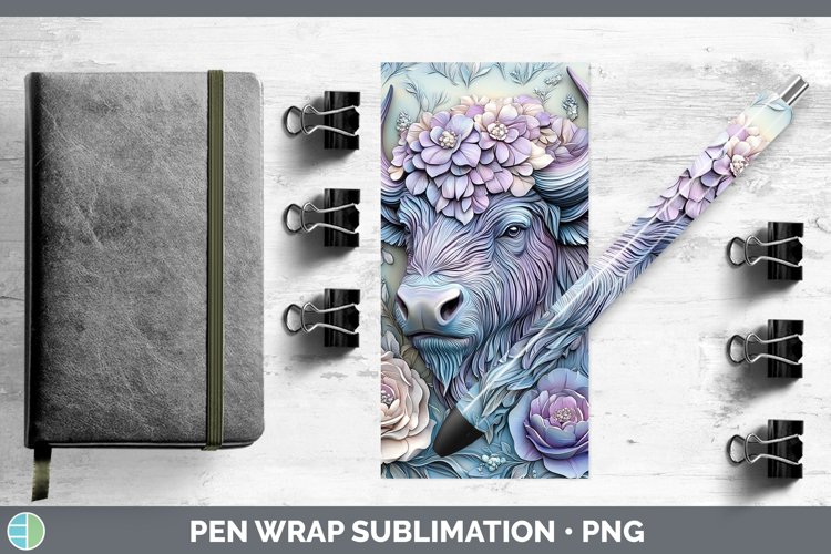 3D Exotic Animals Buffalo Pen Wrap Sublimation Epoxy Pen Des