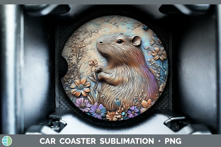 3D Exotic Animals Capybara Car Coaster Sublimation Coaster D