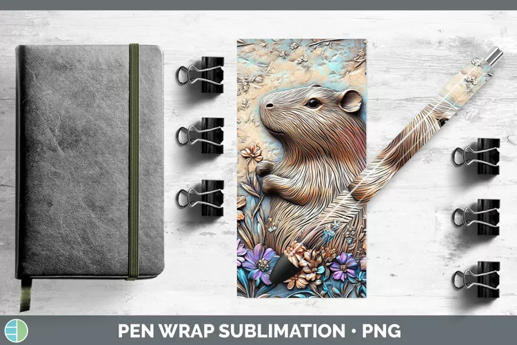 3D Exotic Animals Capybara Pen Wrap Sublimation Epoxy Pen De
