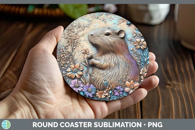 3D Exotic Animals Capybara Round Coaster Sublimation Coaster