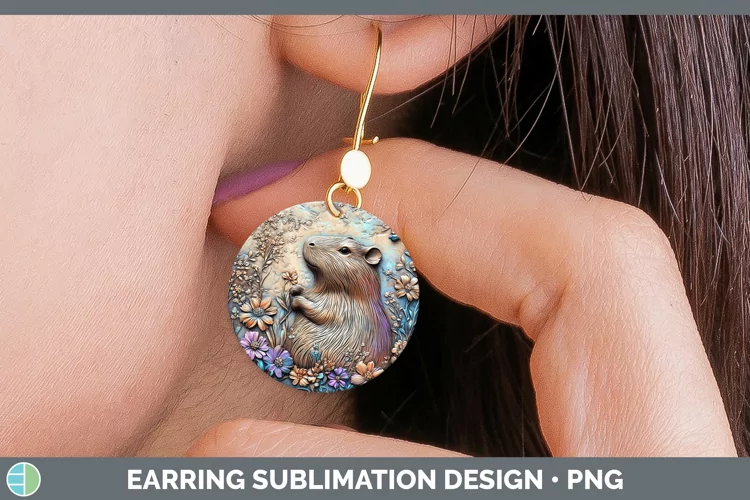 3D Exotic Animals Capybara Round Earrings Sublimation Earrin