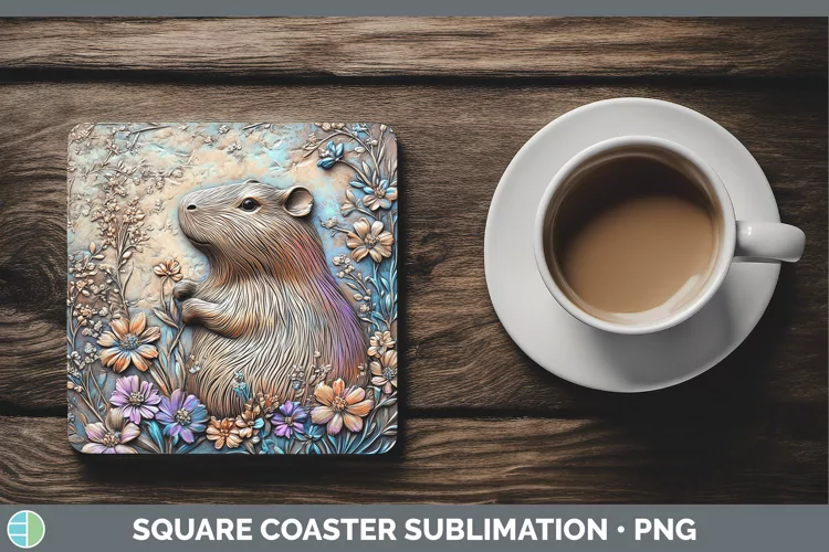 3D Exotic Animals Capybara Square Coaster Sublimation Coaste