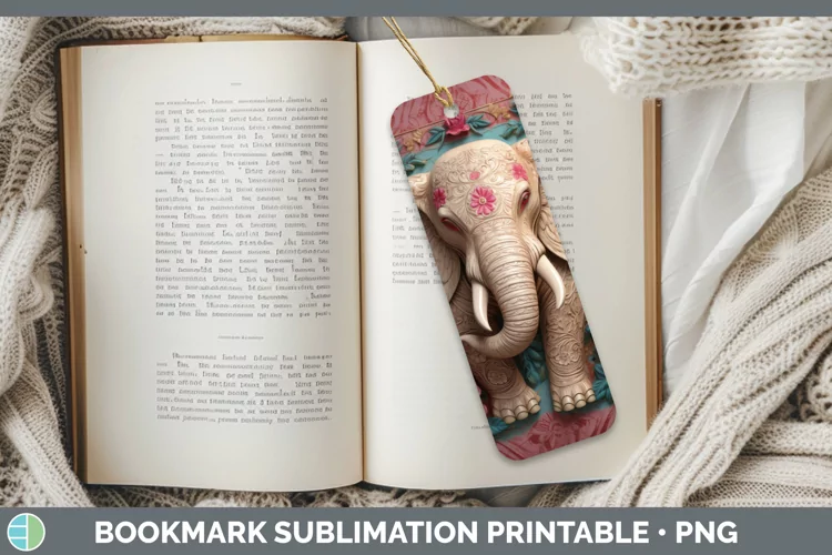 3D Exotic Animals Elephant Bookmark Sublimation Printable De