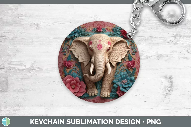 3D Exotic Animals Elephant Keychain Sublimation Keyring Desi