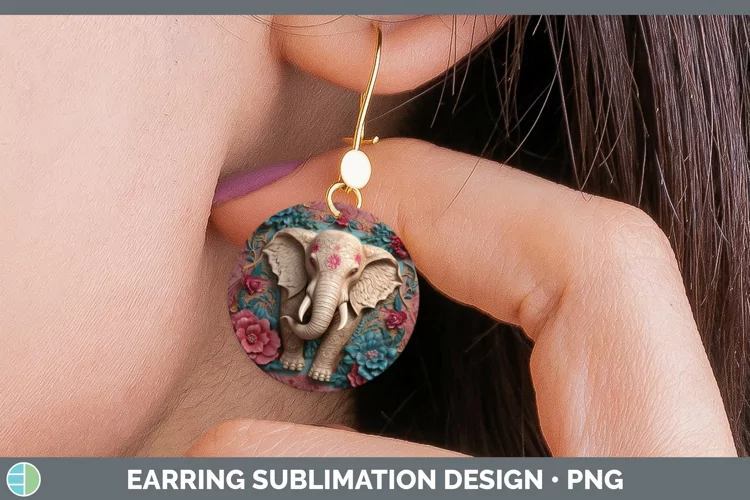 3D Exotic Animals Elephant Round Earrings Sublimation Earrin