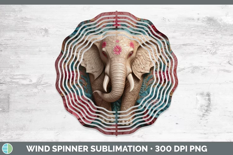 3D Exotic Animals Elephant Wind Spinner Sublimation Spinner
