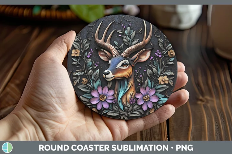 3D Exotic Animals Impala Round Coaster Sublimation Coaster D
