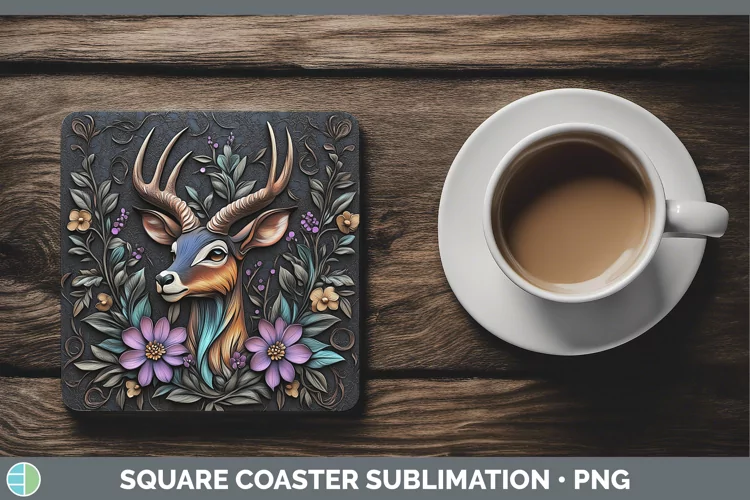 3D Exotic Animals Impala Square Coaster Sublimation Coaster