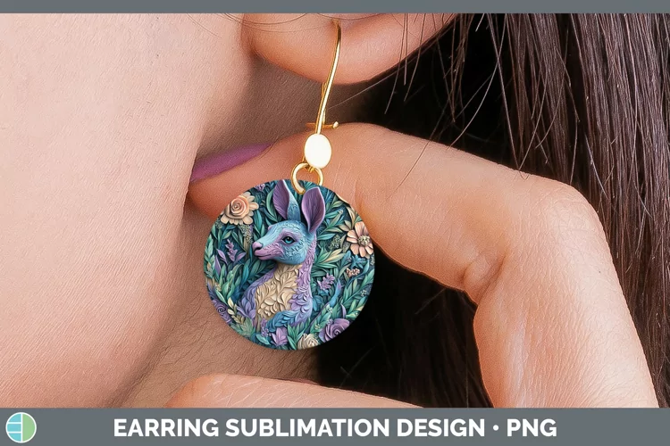 3D Exotic Animals Kangaroo Round Earrings Sublimation Earrin
