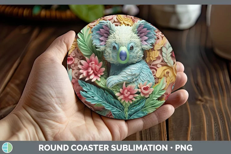 3D Exotic Animals Koala Round Coaster Sublimation Coaster De