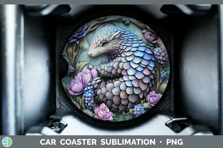 3D Exotic Animals Pangolin Car Coaster Sublimation Coaster D