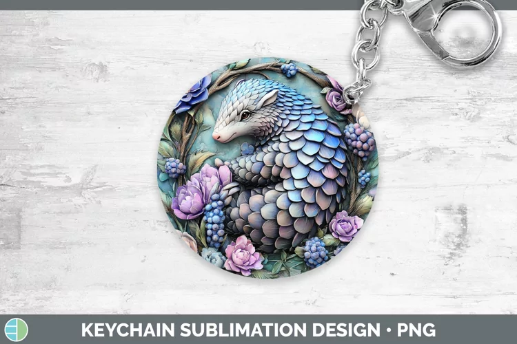 3D Exotic Animals Pangolin Keychain Sublimation Keyring Desi