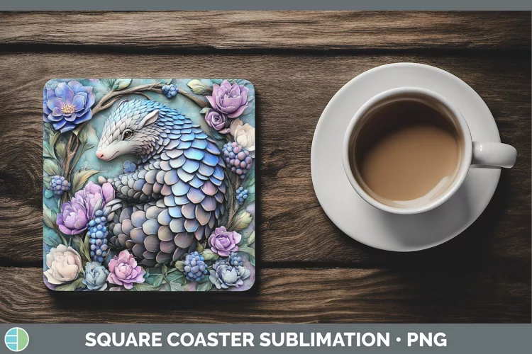3D Exotic Animals Pangolin Square Coaster Sublimation Coaste
