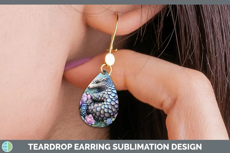 3D Exotic Animals Pangolin Teardrop Earrings Sublimation Ear