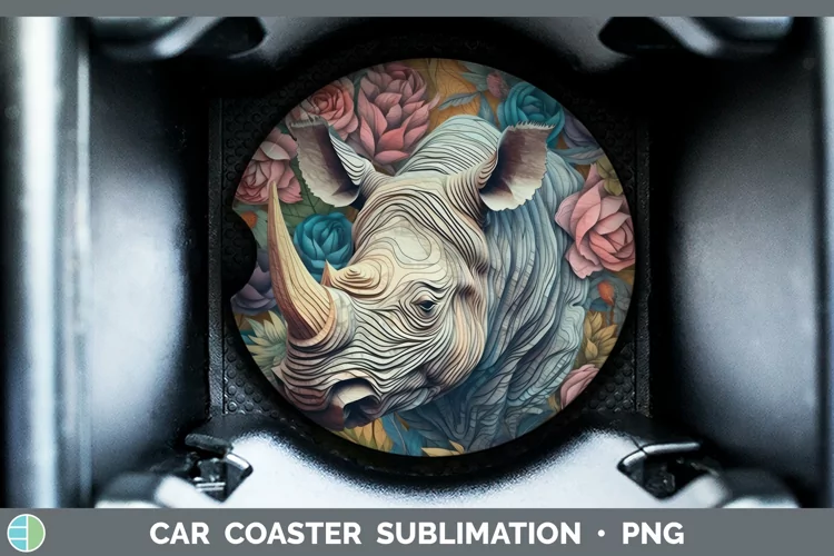 3D Exotic Animals Rhino Car Coaster Sublimation Coaster Desi