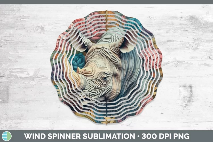3D Exotic Animals Rhino Wind Spinner Sublimation Spinner Des