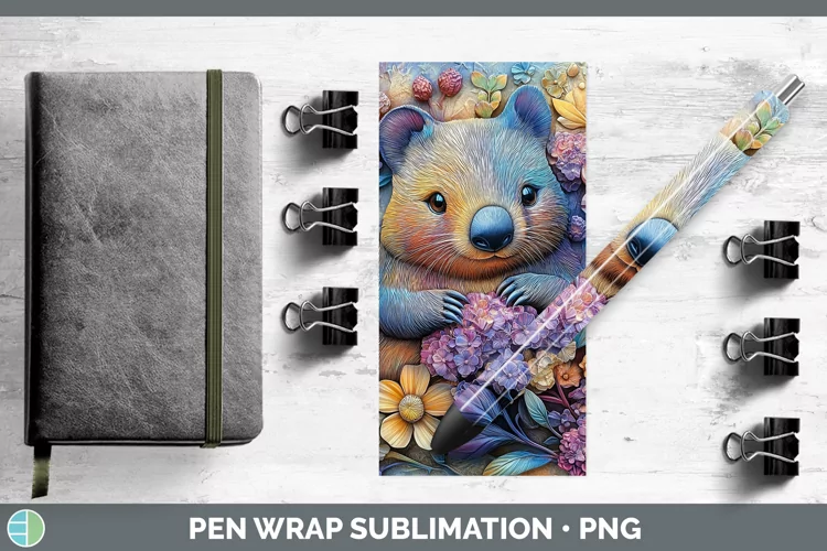 3D Exotic Animals Wombat Pen Wrap Sublimation Epoxy Pen Desi
