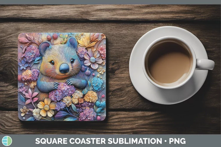 3D Exotic Animals Wombat Square Coaster Sublimation Coaster