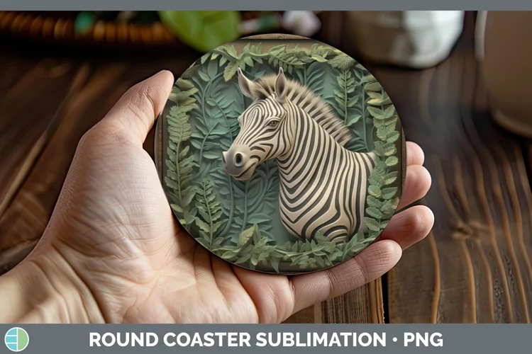 3D Exotic Animals Zebra Round Coaster Sublimation Coaster De