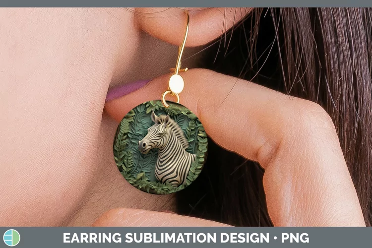 3D Exotic Animals Zebra Round Earrings Sublimation Earrings