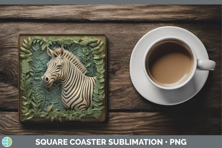 3D Exotic Animals Zebra Square Coaster Sublimation Coaster D