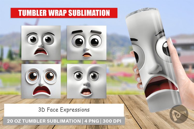 Tumbler Wrap 3D Face Expressions