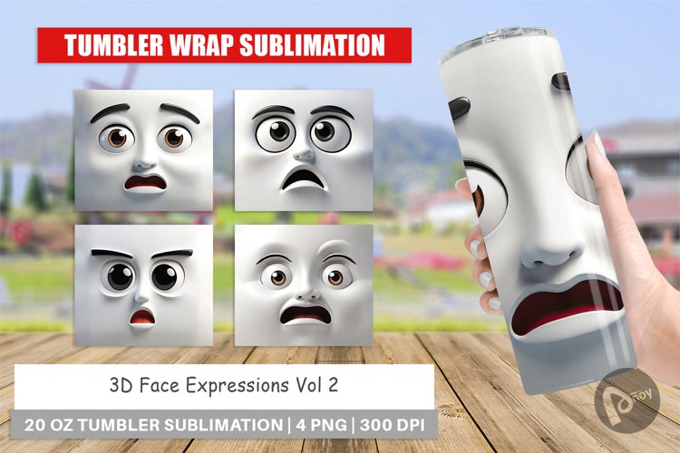 Tumbler Wrap 3D Face Expressions