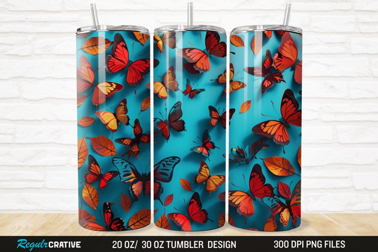 3D Fall Butterflies 20/30oz Skinny Tumbler